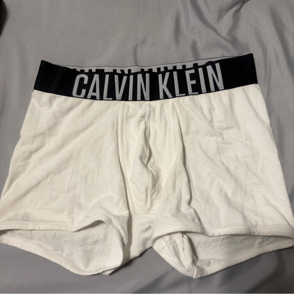 Calvin Klein White Boxer Briefs with Black Logo Waistband